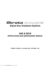 Toshiba Strata DK8 Installation And Maintenance Manual
