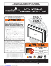 Continental Fireplaces CDIZC - N Installation And Operating Instructions Manual