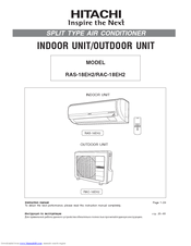 Hitachi RAS-18EH2 Instruction Manual