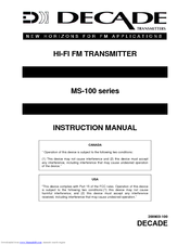 Decade MS-100 series Instruction Manual