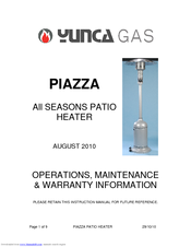 Yunca Gas PIAZZA Operating & Maintenance Instructions
