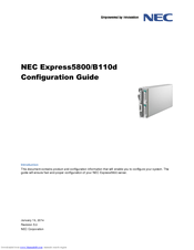 NEC Express5800/B110d Configuration Manual