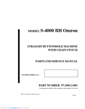 Amf Reece S-4000 BH Omron Parts And Service Manual