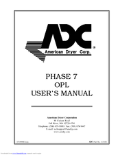 American Dryer Corp. PHASE 7 OPL User Manual