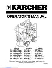 Kärcher HDS 3.5/30 PE Cage / SGP-353037E Operator's Manual