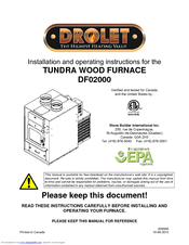 Drolet TUNDRA DF02000 Installation And Operating Instructions Manual