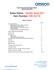 Omron MC-521-E Product Information Sheet