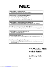 NEC VANGARD i-Series Quick Setup Manual