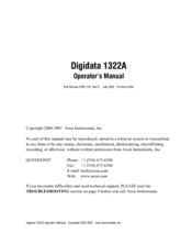 Axon Digidata 1322A Operator's Manual