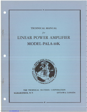 TMC Pala-10K Technical Manual & Replacement Parts List
