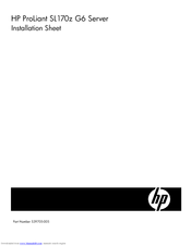 HP ProLiant SL170z - G6 Server Installation Sheet