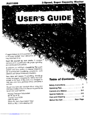 Maytag Performa PAV1000 User Manual