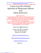 Leisure Line WL110 Operation & Maintenance Manual