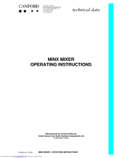 Canford MINX MIXER Operating Instructions Manual