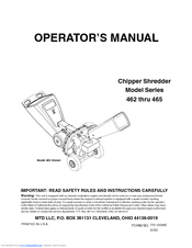 MTD Series 465 Operator's Manual