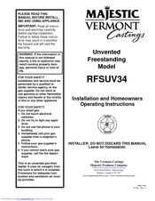 Majestic RFSUV34 Operating Instructions Manual