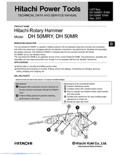 Hitachi DH 50MRY Technical Data And Service Manual
