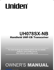 Uniden UH078SX-NB Owner's Manual