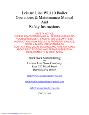 Leisure Line WL110 Operations, Maintenance Manual And Safety Instructions