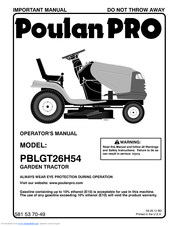Poulan Pro PBLGT26H54 Important Manual
