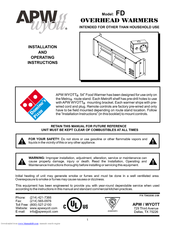 APW Wyott FD Installation And Operating Instructions Manual