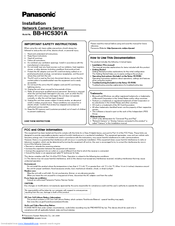 Panasonic BB-HCS301A Installation Manual