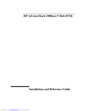 HP AdvanceStack 100Base-T Hub-8TXE Installation And Reference Manual