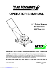 MTD 080 Thru 099 Operator's Manual
