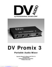 DV Audio Promix 3 Operation Manual