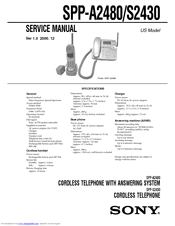 Sony SPP-A2480 - Cordless Telephone With Answering System Service Manual