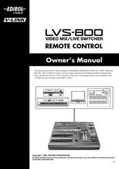 Edirol V-Link LVS-800 Owner's Manual