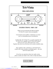 Musical Fidelity Tri-Vista kWP Instructions For Use Manual