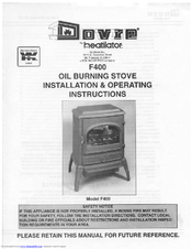 Dovre F400 Installation & Operating Instructions Manual