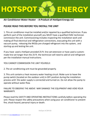 Hotspot KFR-70GWZ Installation And Operation Manual