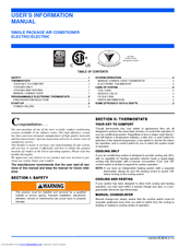 Unitary Products Group Electric Single Package Conditioner User's Information Manual