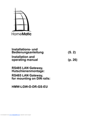 HomeMatic HMW-LGW-O-DR-GS-EU Installation And Operating Manual