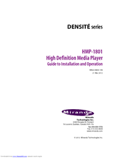 Miranda HMP-1801 Manual To Installation And Operation