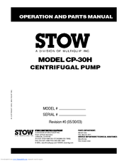 Stow CP-30H Operation And Parts Manual