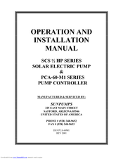 SUNPUMPS PCA-60-M1 SERIES Operation And Installation Manual