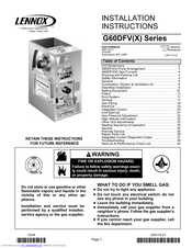 Lennox G60DFV Series Installation Instructions Manual