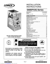 Lennox G50DFV-60C-110 Installation Instructions Manual