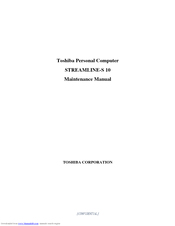 Toshiba STREAMLINE-S 10 Maintenance Manual