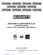 Blodgett ZEPHAIRE-E PLUS Installation & Operation Manual