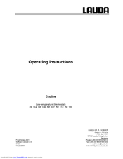 Lauda RE 104 Operating Instructions Manual