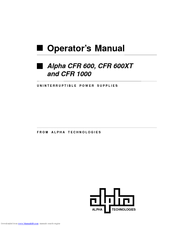 Alpha Technologies CFR 1000 Operator's Manual