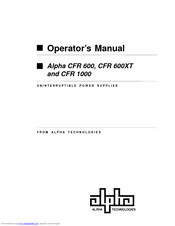 Alpha Technologies CFR 600XT Operator's Manual