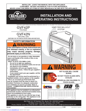Napoleon GVF42P Installation And Operating Instructions Manual