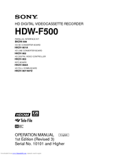 Sony HDCAM HDW-F500 Operation Manual
