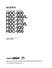 Sony HDC-910 Installation And Maintenance Manual