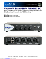 vaddio EASYUSB PRO MIC I/O Installation And User Manual